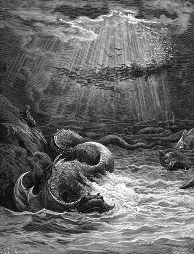 El Paraíso Perdido: Creación de los peces y las aves de Gustave Dore